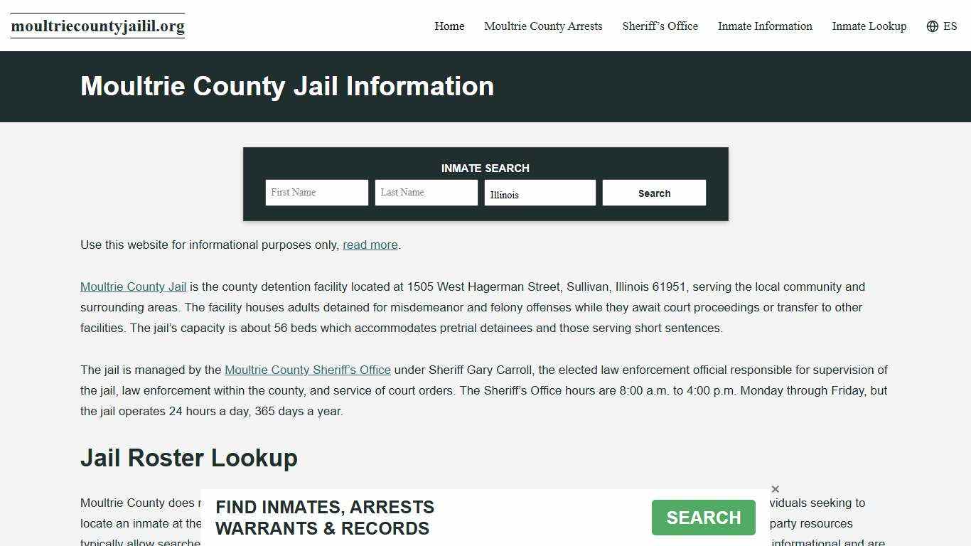 Moultrie County, IL Jail Roster, Inmate Info